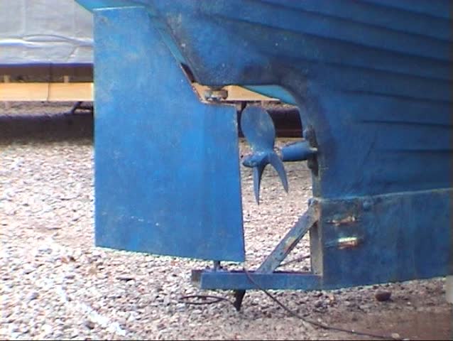 Rudder and propeller of wooden boat two, close-up - SD stock video 