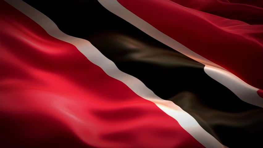 Trinidad And Tobago Flag Slider Style With Title Waving In The Wind With Cloud Background 8093