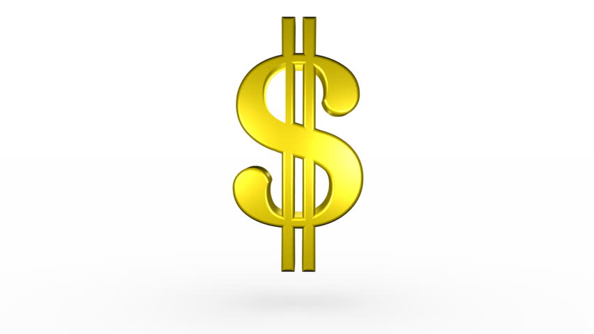 Animated Spinning Golden Dollar Sign Against Transparent Background