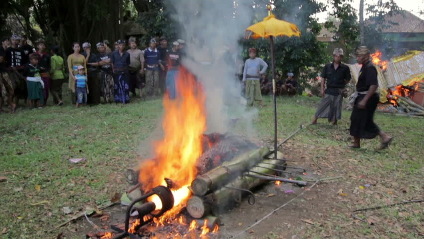 Closeup Of Burning Dead Body In Balinese Funeral Bali Indonesia Stock Footage Video 2891938