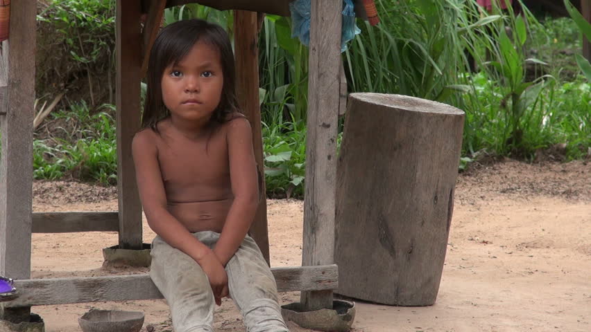 Young Asian Girl Piggyback Toddler Children Laos Poverty 