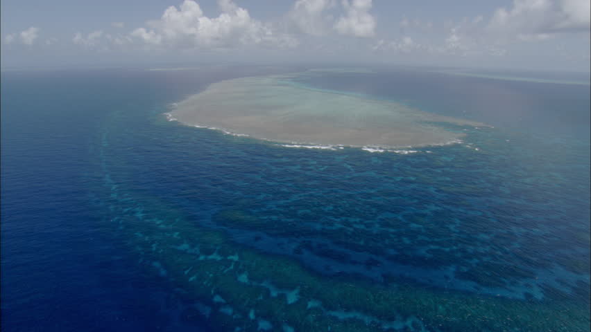 Sandbar. Aerial Shot Of The Skies Above A Large Sandbar In Blue Ocean 