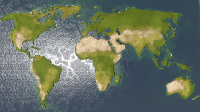World Map Shaded Relief Three Dimensional Rendering Stock Footage