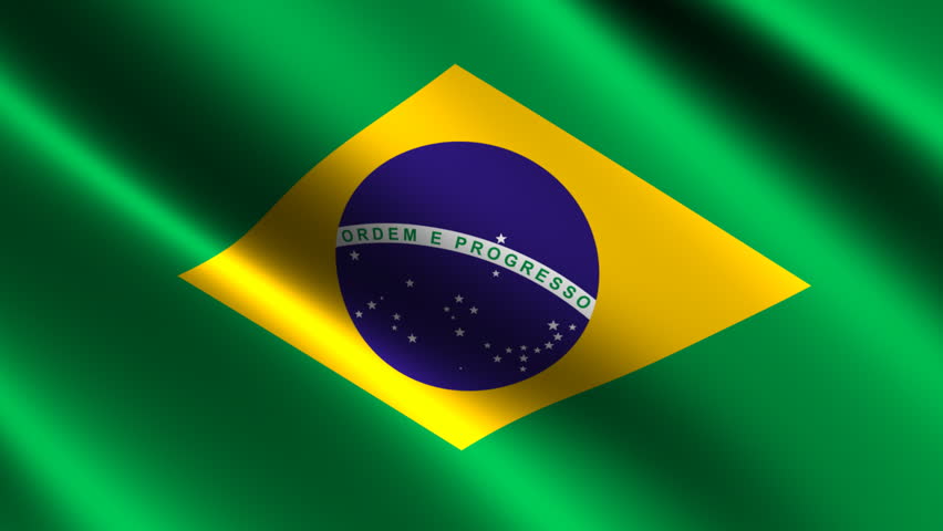 Brazil Flag Waving In The Wind. Looping Animation Stock ...