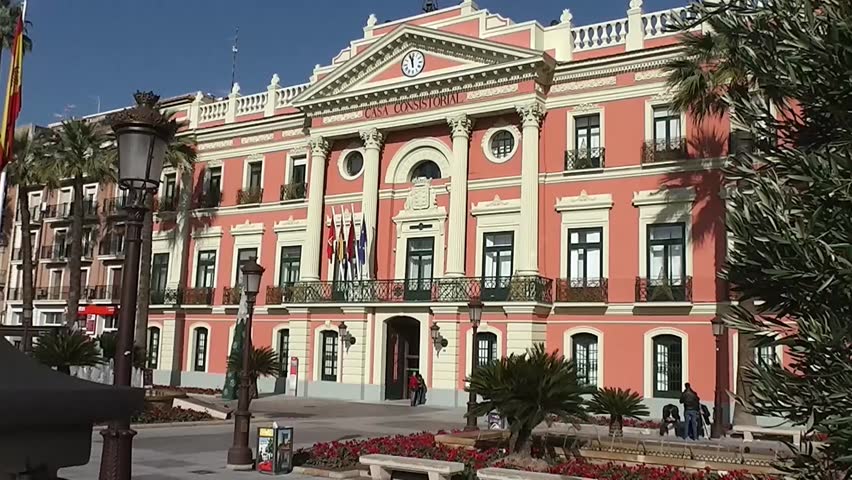 MURCIA, SPAIN, JAN 04; Murcia City Hall, 01/04/2015 Stock Footage Video