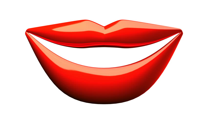 Kissing Red Lips On White 3d Render Animation Isolated On White