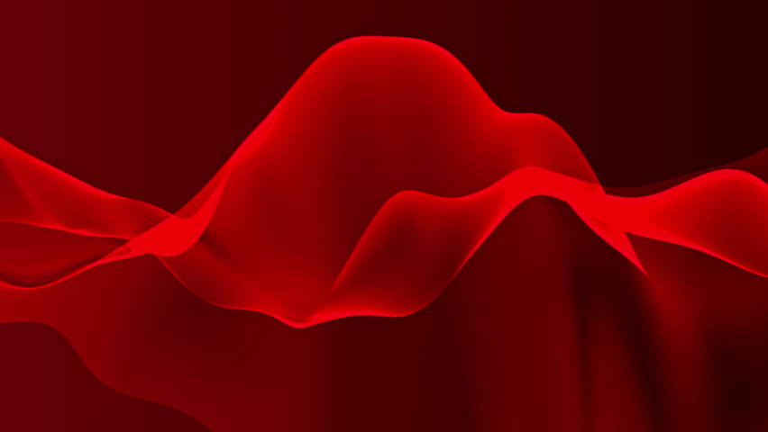 Abstract Background Waving With Red Fabric To The Wind. Clear Backdrop