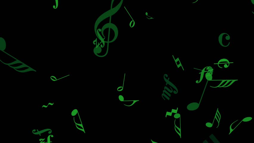 Flying Music Notes - Green - Particle Background And Overlay - Loop ...