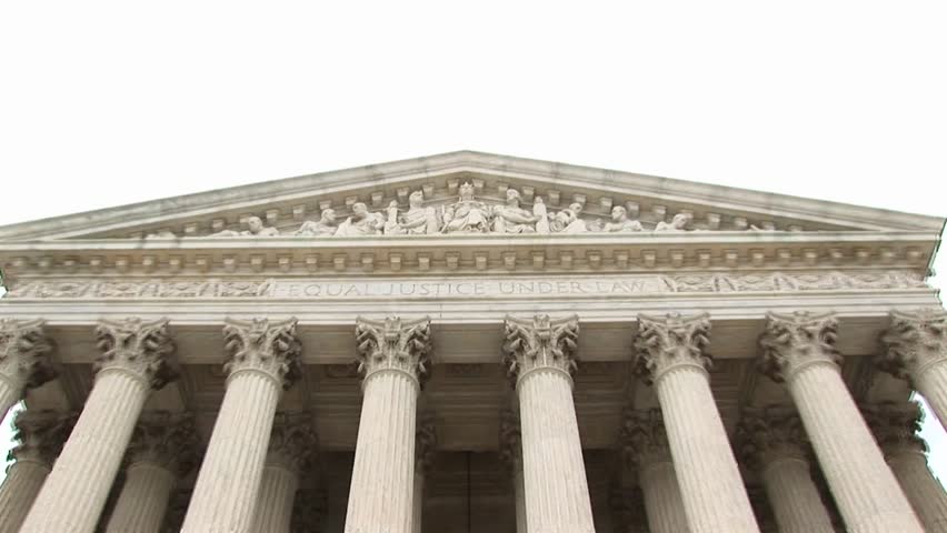 Close View Of The Entrance Pediment Sculpture On The Supreme Court ...