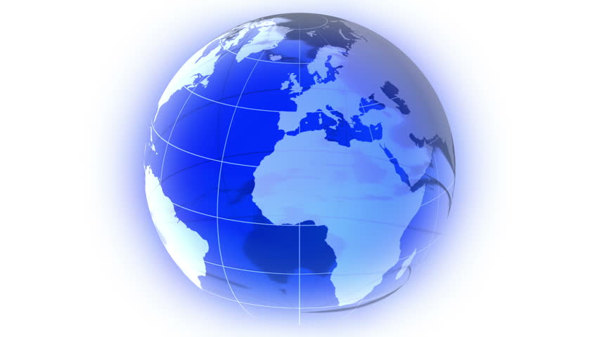 Stylized Globe Is Rotating. Light-blue Stripes Formed A Background ...