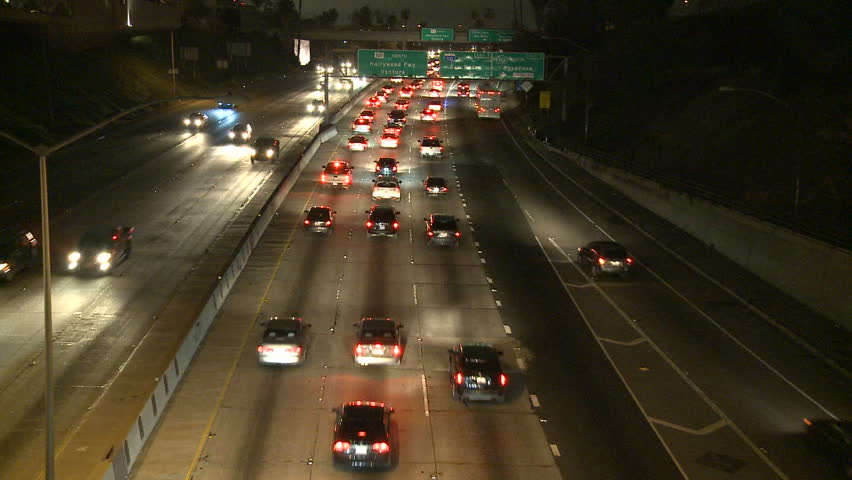 Traffic On The 101 Freeway At Night Los Angeles - April 2012 Stock ...