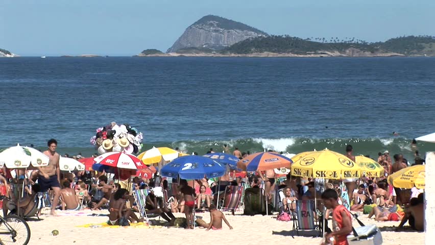 RIO DE JANEIRO, BRAZIL - CIRCA 2010: Many People On The Beach In Rio De ...