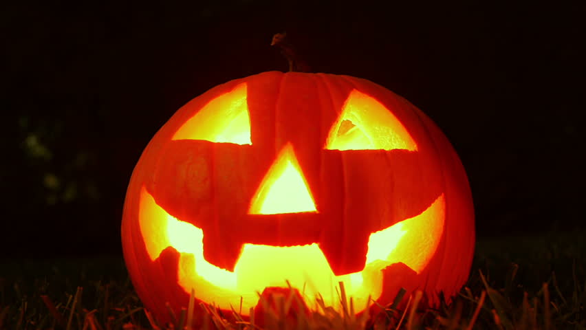 Traditional Carved Jack Pumpkin Candle Light. Stock Footage Video ...