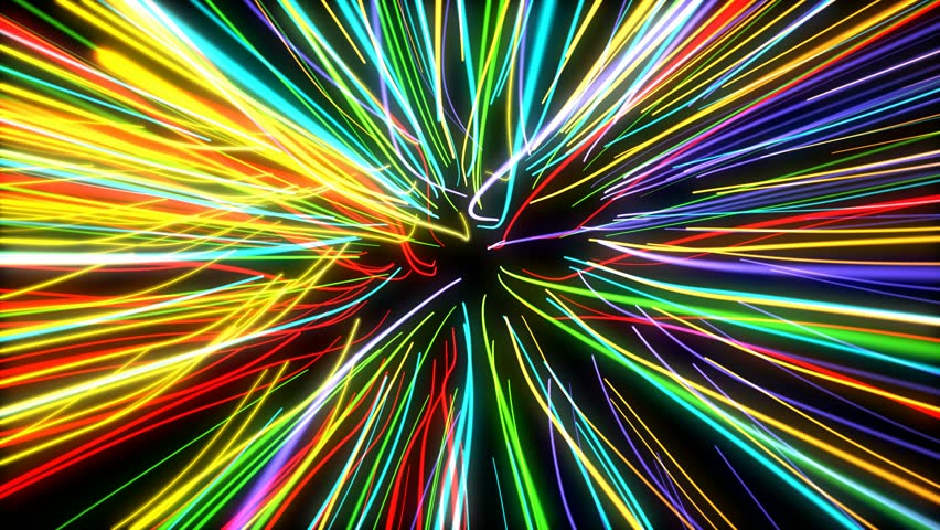 Zoom Motion Neon Glowing Lights Lines Stock Footage Video 3039082 ...