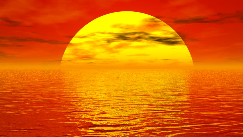 Sunset Over Ocean - 3D Render Stock Footage Video 3216214 - Shutterstock