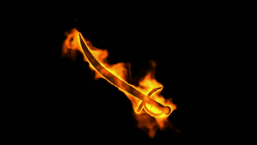 Fire Sword And Knife Sign,burning Ancient Arms. Stock Footage Video ...