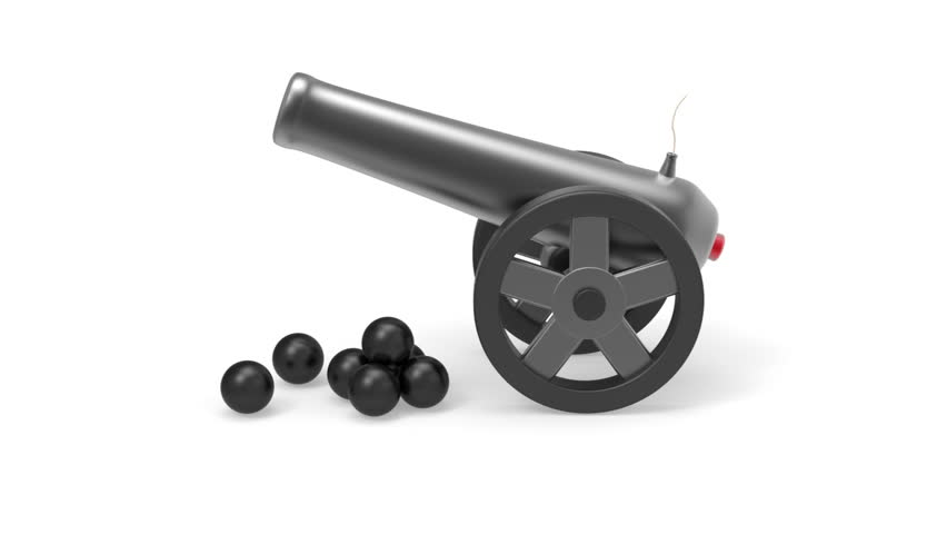 Cannon With Black Bombs Rotates On White Background Stock Footage Video ...