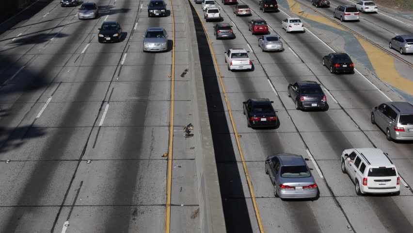 Traffic Jam On Freeway, USA, Downtown Los Angeles, LA, California ...