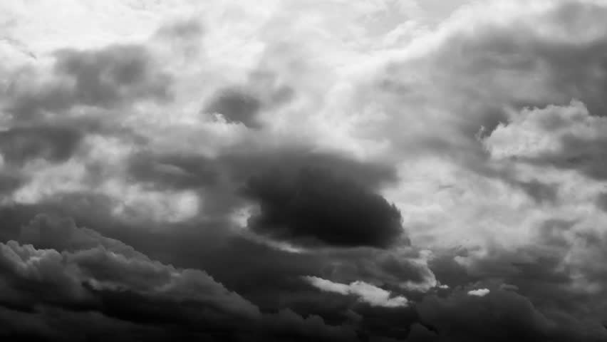 Dramatic Dark Clouds Flying Across Autumn Sky; B&w Stock Footage Video ...