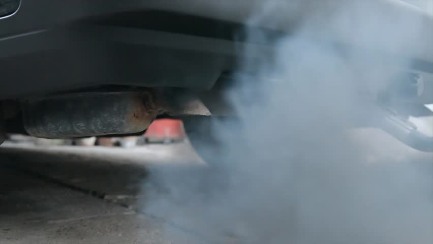 Environmental Damage, Dark Smoke From Car Exhaust Stock Footage Video ...