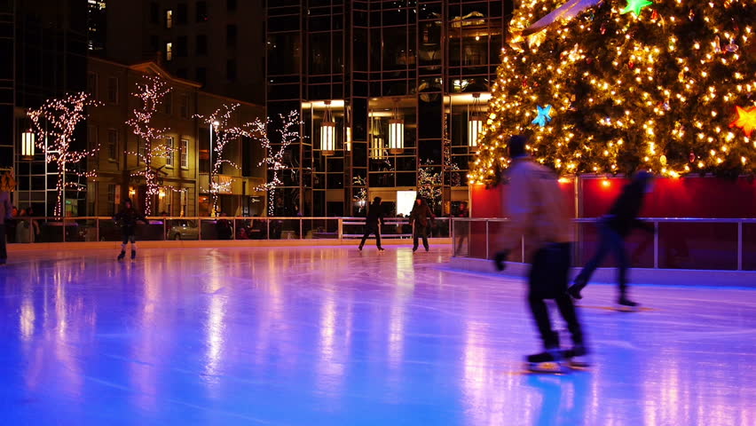 People Ice Skate At The Rink At PPG Place In Pittsburgh, PA. Stock ...