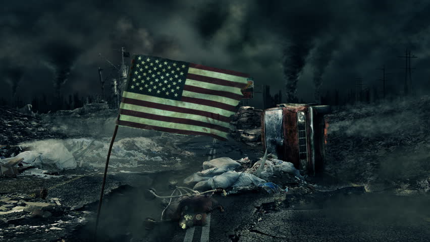 Post Apocalyptic Scene - USA Flag Stock Footage Video 5924057 ...