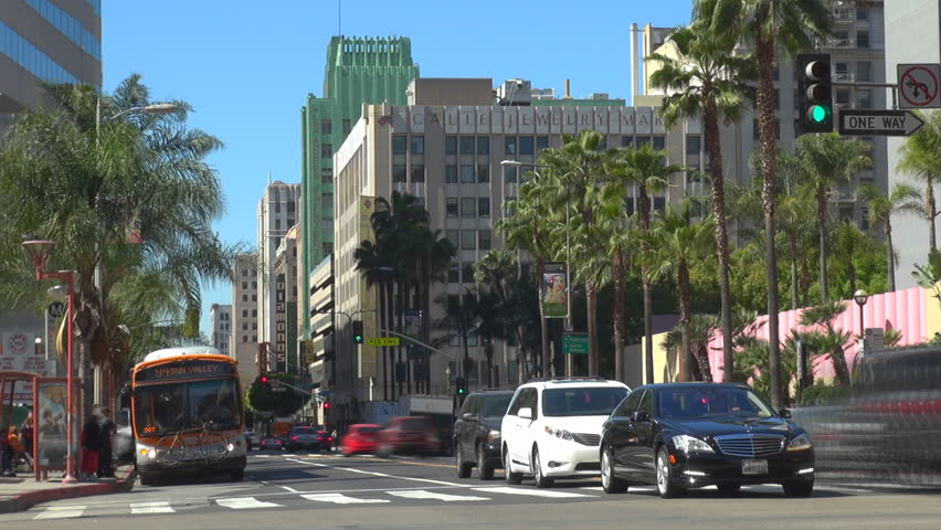 LOS ANGELES - USA, APRIL 2, 2013, Timelapse Of Traffic Car In Downtown ...