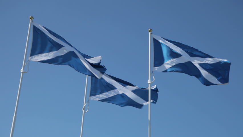 Three Scottish Saltires Blowing In The Wind Stock Footage Video 6420749 ...