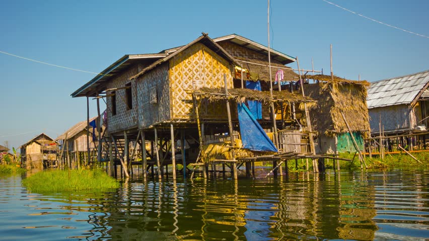 Video 1080p - Traditional House On Inle Lake. House On Stilts Stock ...