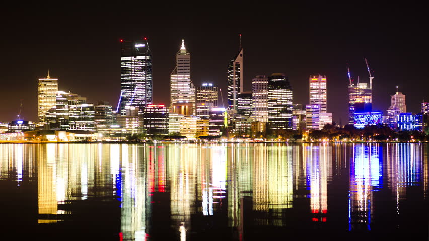 PERTH, AUSTRALIA - SEPTEMBER 2014: Time Lapse Of The Lights Of The ...