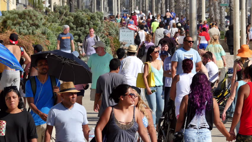 Los Angeles California - Circa October 2014 Time Lapse Of Crowds On ...