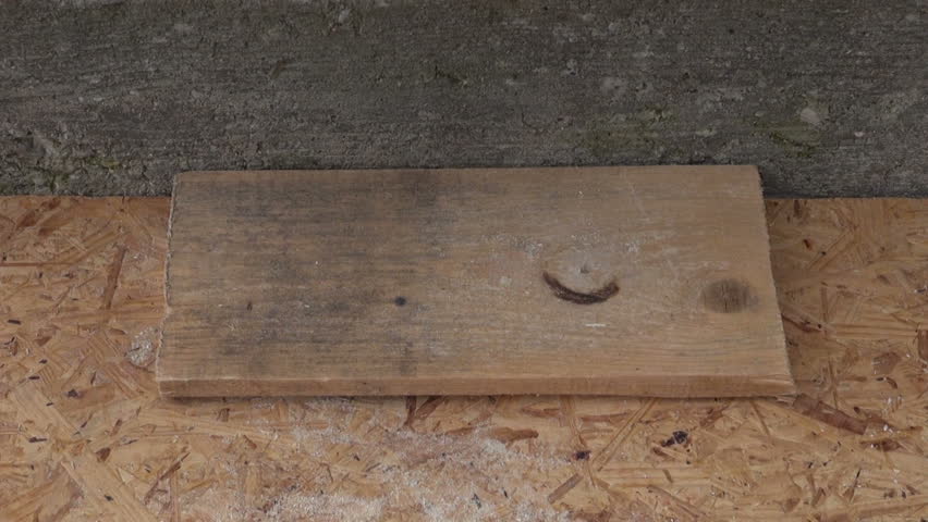 HD 1080 Static: Carpenter Drilling Holes In Wooden Planks; Close Up ...