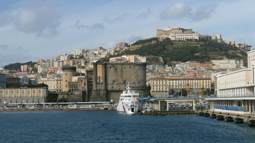 NAPLES, ITALY - FEBRARY 2015: View To Naples Harbor City Port, Largest ...