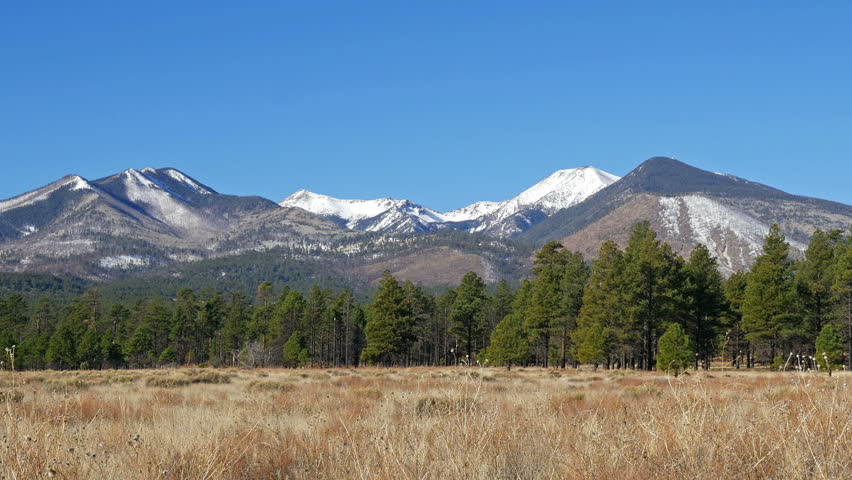 San Francisco Peaks, Outside Of Flagstaff, Arizona. 4K Slow Zoom In ...