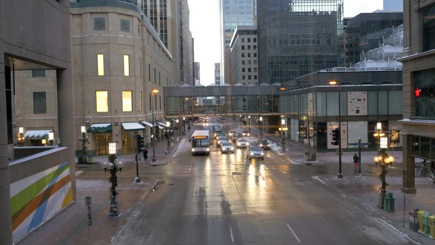 Minneapolis, MN - Dec 2014 - Downtown Traffic As Viewed From A Skywalk ...