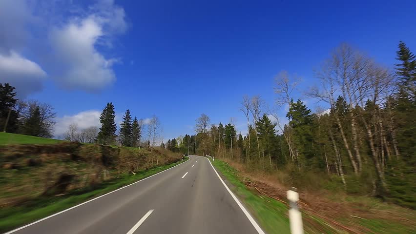 Cars Traveling Uphill And Downhill On A Long Country Road Stock Footage ...