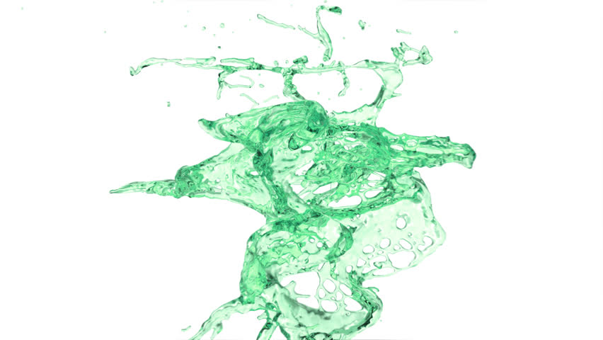 Green Water Splash In Extreme Slow Motion, Isolated On Black - Seamless ...